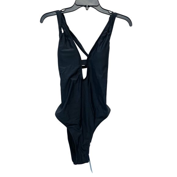 Cupshe Women's Plunging Neck Front Cutout One Piece Swimsuit Black Size M - Picture 1 of 7